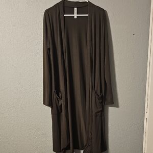 Zenana Outfitters Olive Green Long Cardigan